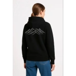 Kadın Nihilist Penguen Baskılı 3 İplik Pamuklu Kapüşonlu Sweatshirt Hoodie Siyah - Görsel 2
