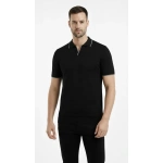 Erkek Kısa Kol Triko Polo Yaka Düğmesiz T-Shirt 3'lü Set Lacivert-Beyaz - Görsel 7