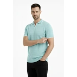 Erkek Kısa kol Fitilli Triko Polo Yaka Düğmesiz T-shirt 2'li Set Beyaz - Görsel 3
