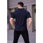 Erkek Waffle Kumaş Açık Yakalı Düğmeli Regular Fit Gömlek 2’li Set Lacivert - Görsel 6