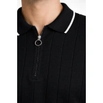 Erkek Triko Tişört Fermuarlı Polo Yaka Yazlık Kısa Kol T-Shirt 2’li Set Haki - Görsel 6