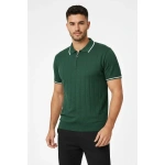 Erkek Triko Tişört Fermuarlı Polo Yaka Kısa Kol T-Shirt 3’lü Set Siyah-Kahve - Görsel 3