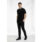 Erkek Triko Tişört Fermuarlı Polo Yaka Kısa Kol T-Shirt 3’lü Set Siyah-Kahve - Görsel 4