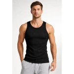 Erkek Fitilli Atlet Sıfır Yaka Slim Fit Arka Baskılı Spor Atlet - Görsel 3
