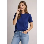 Kadın Osy Modal yumuşak dokulu Kumaş  Bisiklet Yaka T-shirt - Görsel 2