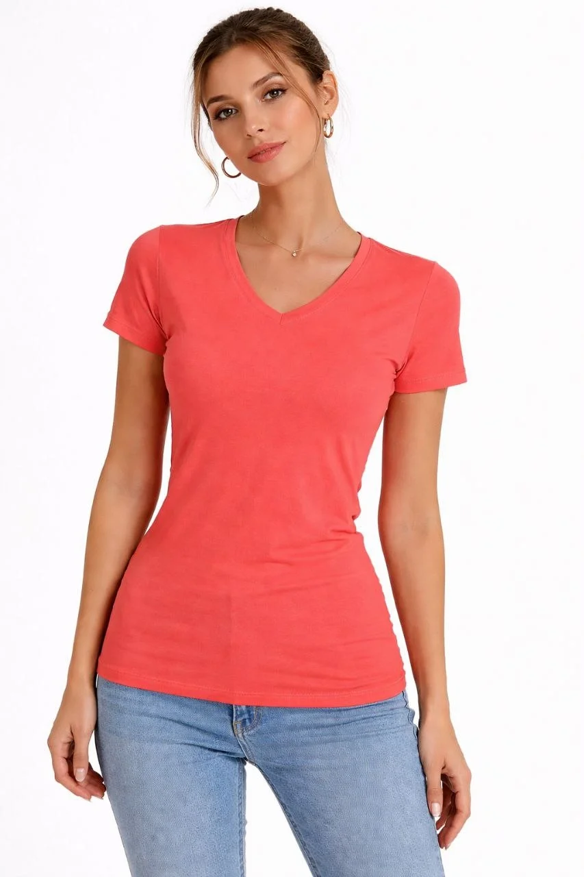 6995c62717912-83958814-sw853sh1280 Kadın Body T-shirt V Yaka Slim Fit Likralı Kısa kol Tişört - Görsel 1