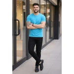Erkek Body Tişört Bisiklet Yaka Slim Fit Likralı T-Shirt - Görsel 3