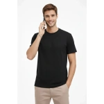 Erkek Bisiklet Yaka Yazlık Kısa kol Düz Tişört Regular Kalıp T-shirt - Görsel 2