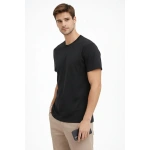Erkek Bisiklet Yaka Yazlık Kısa kol Düz Tişört Regular Kalıp T-shirt - Görsel 3