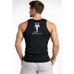 Erkek Spor Fitilli Kaşkorse Arka Basklı Atlet 3'lü Set Beyaz-Siyah - Görsel 3