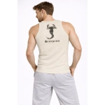 Erkek Spor Slimfit Fitilli Kaşkorse Arka Basklı Atlet 2'li Set Siyah - Görsel 2