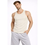 Erkek Spor Slimfit Fitilli Kaşkorse Arka Basklı Atlet 2'li Set Siyah - Görsel 6