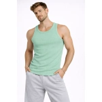 Erkek Spor Slimfit Fitilli Kaşkorse Arka Basklı Atlet 2'li Set Siyah - Görsel 8