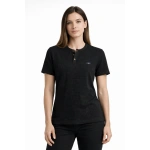 Kadın Waffle Dokulu Likralı Henley Yaka Düğmeli Regular Kısa Kol T-Shirt - Görsel 2