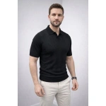 Erkek Yazlık Triko Dokuma Tişört Kısa Kol Polo Yaka T-Shirt - Görsel 2