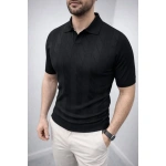 Erkek Yazlık Triko Dokuma Tişört Kısa Kol Polo Yaka T-Shirt - Görsel 4
