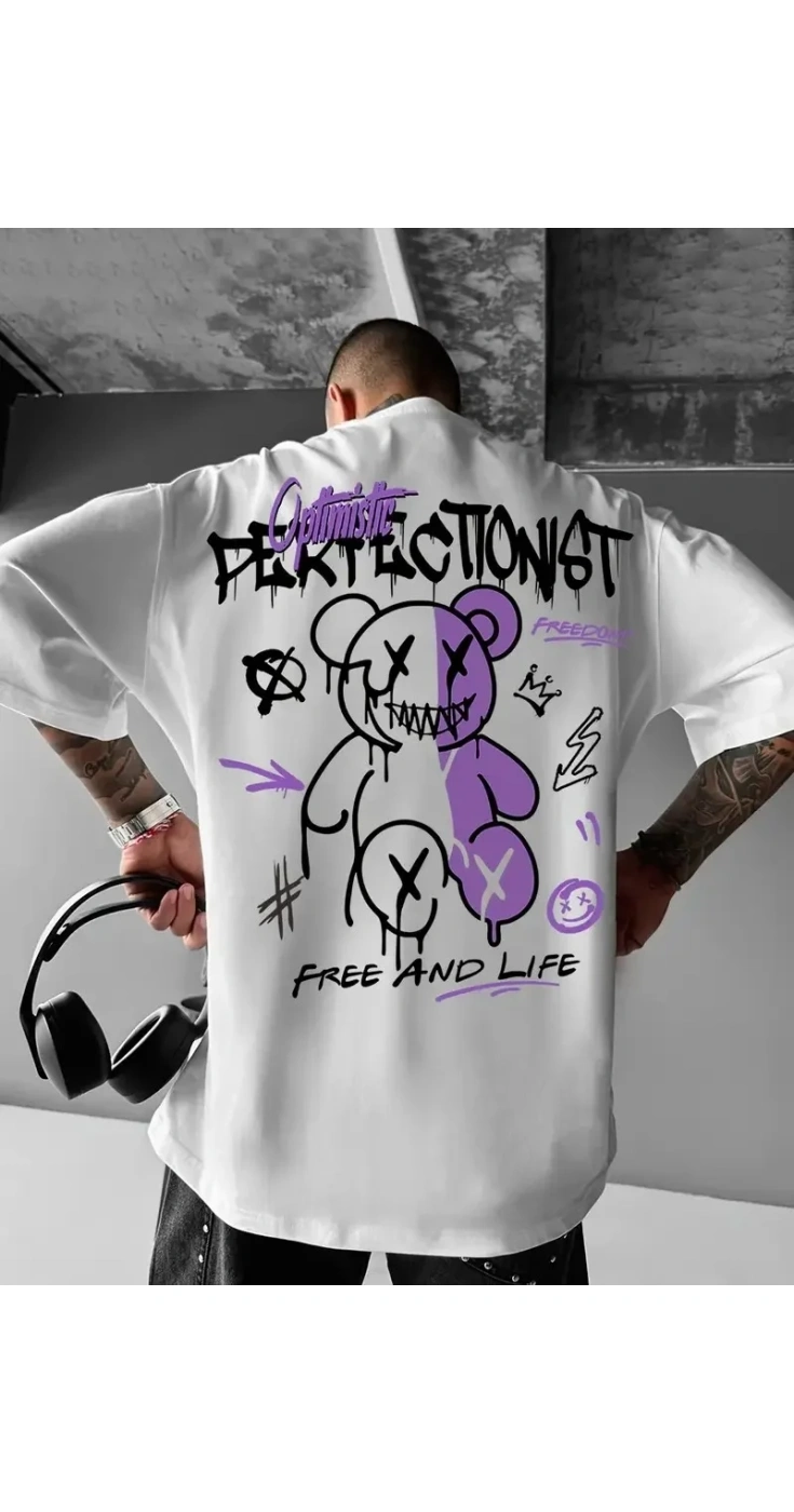 ErkekTişört Baskılı Bisiklet Yaka Kısa kol t-shirt