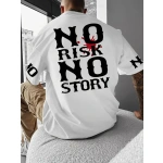 ERKEK T-Shirt No Risk No Story Baskılı Bisiklet Yaka Tişört