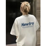 Kadın Tişört Newtro Baskılı Oversize Bisiklet Yaka T-shirt