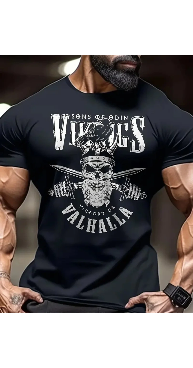 Erkek Ön ve Arka Baskılı T-Shirt Kısa Kol Bisiklet Yaka Regular Fit Tişört