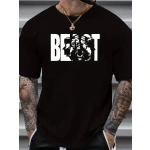 Erkek Baskılı Tişört Kısa Kol Bisiklet Yaka Ovarsize T-Shirt