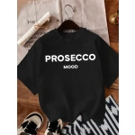 Kadın Baskılı Tişört Kısa Kol Bisiklet Yaka Ovarsize T-Shirt