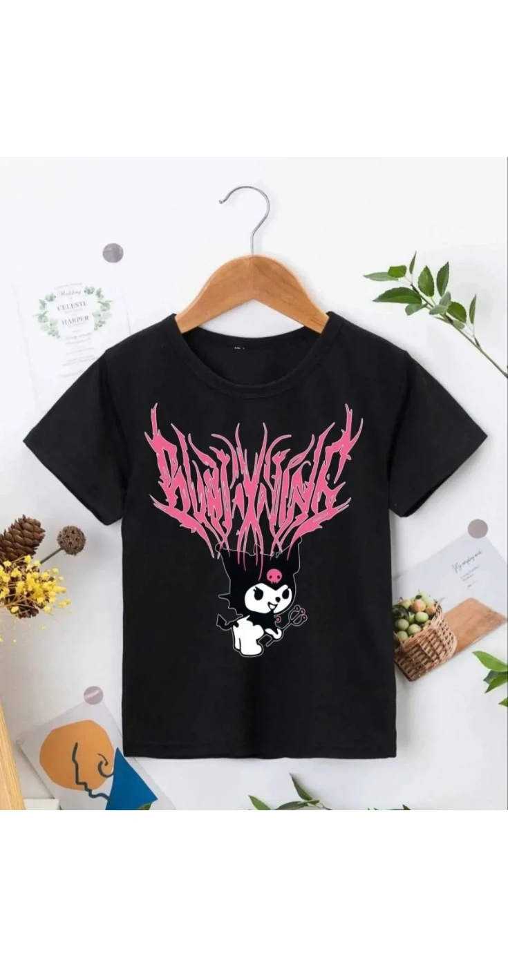 Kız Çocuk Bisiklet Yaka Baskılı T-Shirt