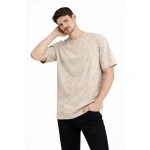 Erkek Asit Yıkama Bisiklet Yaka Kısa Kollu Oversize T-Shirt Tişört