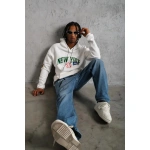 Erkek Baskılı Kapüşonlu üç iplik pamuklu Sweatshirt - Görsel 6