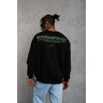 Erkek Oversize Sweatshirt Ön ve Sırt Baskılı 3 İplik Pamuklu - Görsel 2