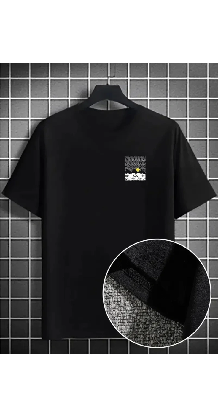 Erkek Tişört Dağ Grafikli Kısa kollu Yazlık T-shirt