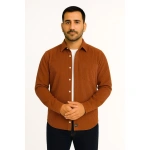 Erkek Fitilli Kadife Cepli Gömlek Oversize Rahat Kalıp - Görsel 2