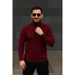 Erkek Fitilli Kazak Tam Boğazlı Balıkçı Yaka Triko 2'li Set Bordo - Görsel 7