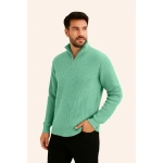 Erkek Fitilli Triko Kazak 3’lü Set Mint Yeşili Siyah Bej Kalın Dokuma Pamuklu Regular Fit - Görsel 3