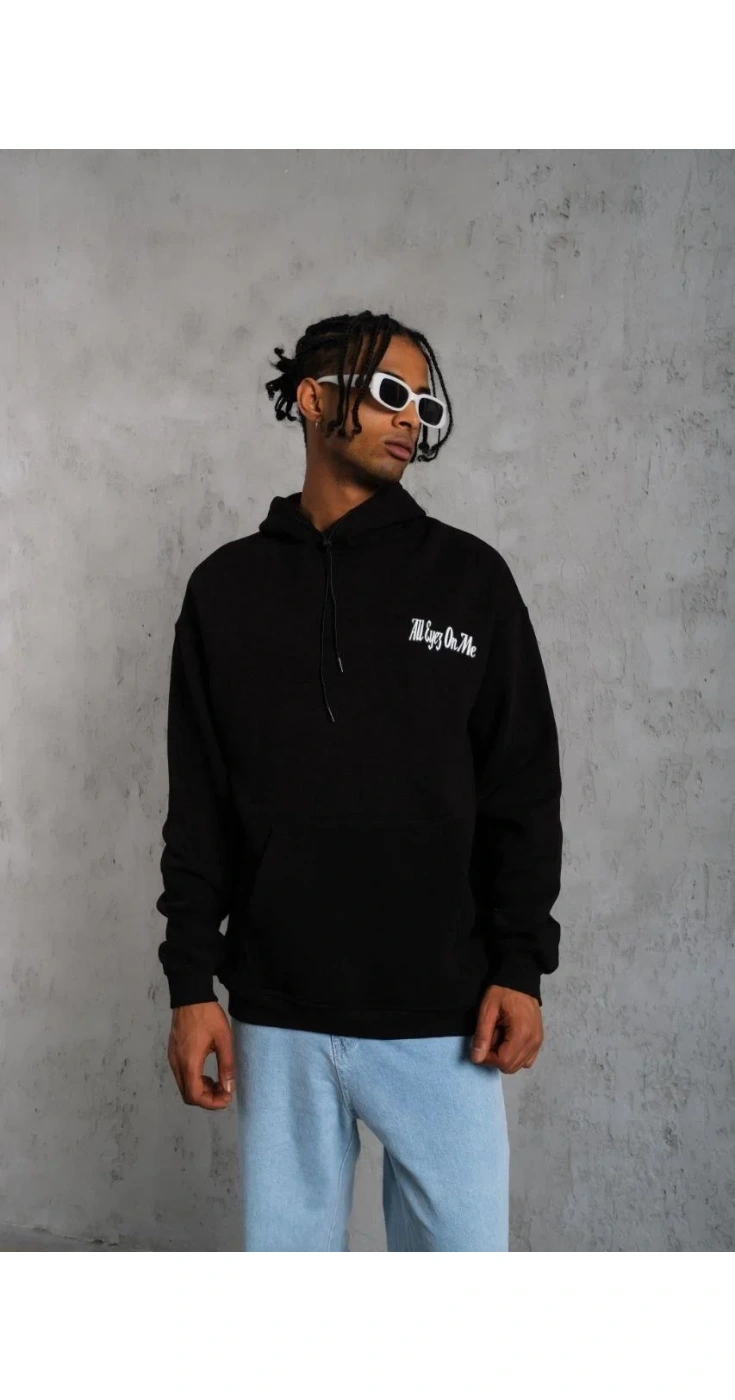 Erkek Kapüşonlu Kanguru Cepli Sweatshirt 3 İplik Pamuklu Baskılı Hoodie