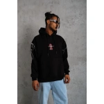 Erkek Kapüşonlu Kanguru Cepli Sweatshirt 3 İplik Pamuklu Baskılı Hoodie - Görsel 2