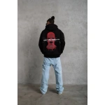 Erkek Kapüşonlu Kanguru Cepli Sweatshirt 3 İplik Pamuklu Baskılı Hoodie - Görsel 4