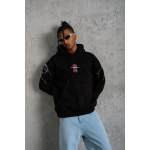 Erkek Kapüşonlu Kanguru Cepli Sweatshirt 3 İplik Pamuklu Baskılı Hoodie - Görsel 5