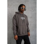 Erkek 3 İplik Pamuklu Baskılı Kapüşonlu Cepli Sweatshirt Hoodie - Görsel 3