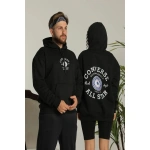 Erkek Sırt Baskılı Oversize Üç İplik Kapüşonlu Hoodie Sweatshirt