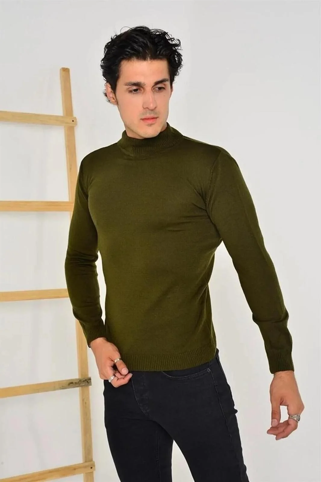 erkek-tam-balikci-yaka-duz-renk-kazak-yesil-145286829-sw1066sh1600 Erkek Tam Balıkçı Yaka Düz Kazak - Görsel 1