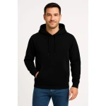 Erkek 3 İplik Pamuklu Kapüşonlu Kanguru Cepli SweatShirt hoodie - Görsel 6