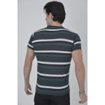 Erkek Yakalı tişort Slim Fit Dokuma Çizgili Kısa kol T-Shirt - Görsel 2