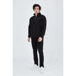 Erkek Yarım Fermuarlı Baskılı üç iplik pamuklu sweatshirt