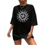 Kadın Baskılı T-Shirt Kısa Kol Bisiklet Yaka Regular Fit Rahat Kalıp Tişört - Görsel 3