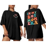 Kadın Baskılı T-Shirt Kısa Kol Bisiklet Yaka Ovarsize Rahat Kalıp Tişört - Görsel 2
