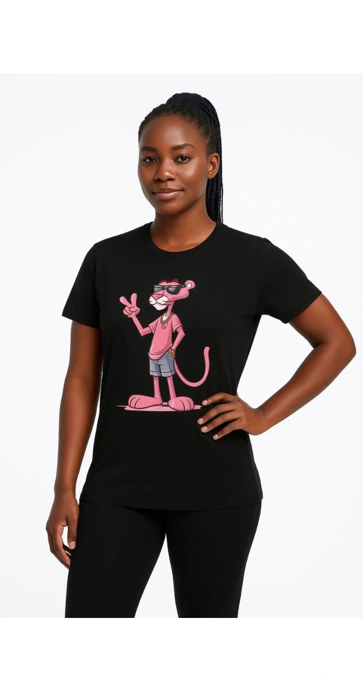 Kadın Bisiklet Yaka Kısa Kollu Baskılı T-shirt