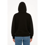 Kadın Kapüşonlu 3 İplik Şardonlu Önü Baskılı Fermuarlı Oversize Sweatshirt - Görsel 3