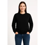 Kadın 3 İplik Pamuklu Düz Bisiklet Yaka SweatShirt - Görsel 2