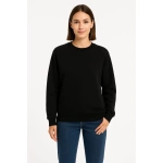 Kadın 3 İplik Pamuklu Düz Bisiklet Yaka SweatShirt - Görsel 4